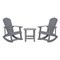 Merrick Lane Atlantic Adirondack Patio Furniture Set Includes All-Weather Rocking Chairs and Side Table